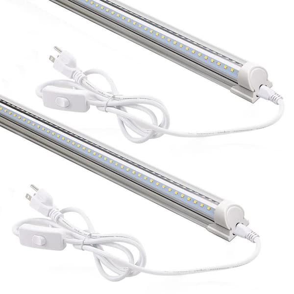 2FT 20-Watt LED Shop Light, Linkable Ceiling and Utility Light, T8 Compatible, Clear Cover for Garage, Workshop, 2-Pack