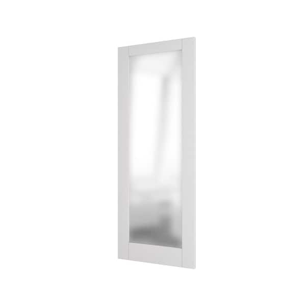 TENONER 30 in. x 80 in. MDF, Finished, Primed, White, 1-Lite, Frosted Glass, Pantry Door Panels, Single Interior Door Slab