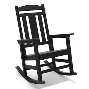 Black Plastic Outdoor Indoor All Weather Resistant Patio Outdoor Rocking Chair