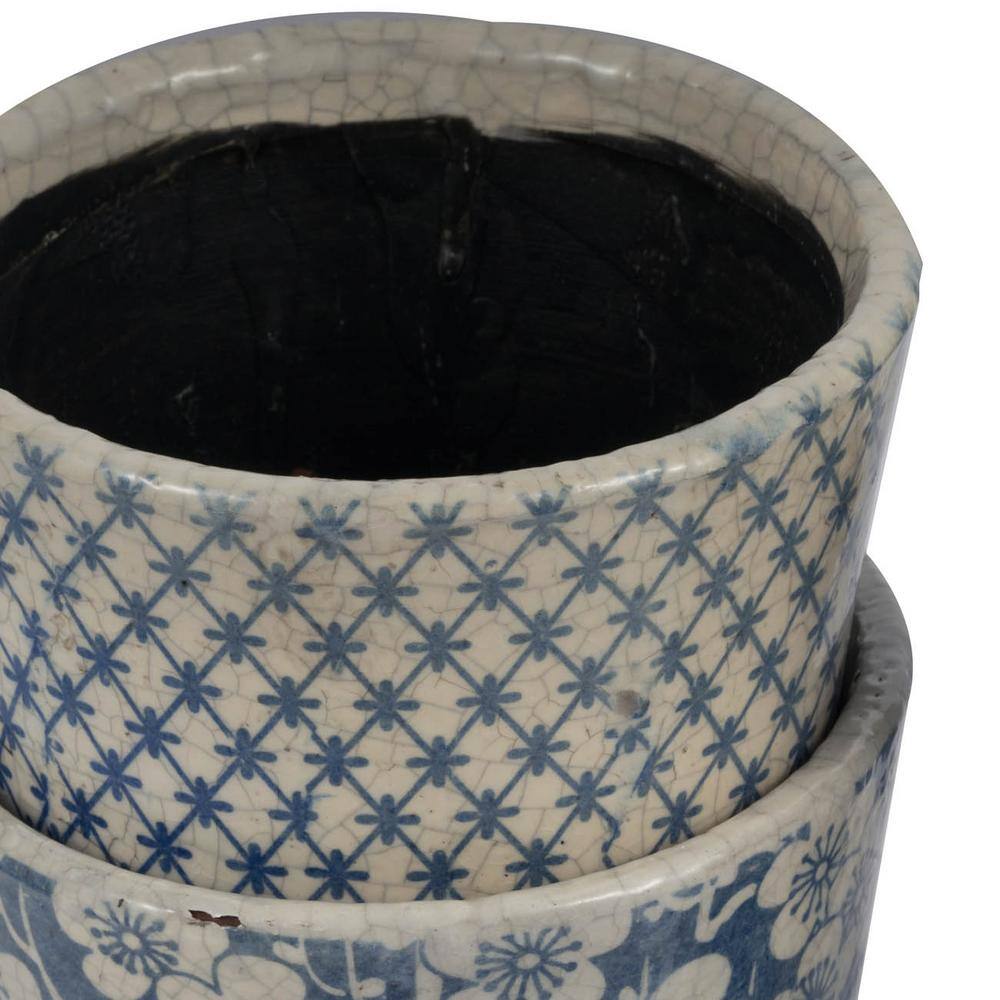 Charlotte Distressed Blue Terracotta Planter Set