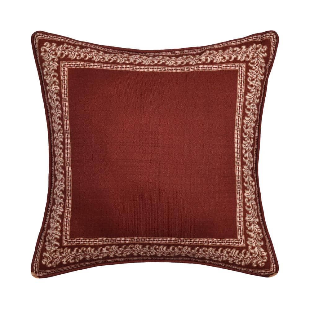 Lazia Red Polyester Damask 18 Square Decorative Throw Pillow 18 In. L X 