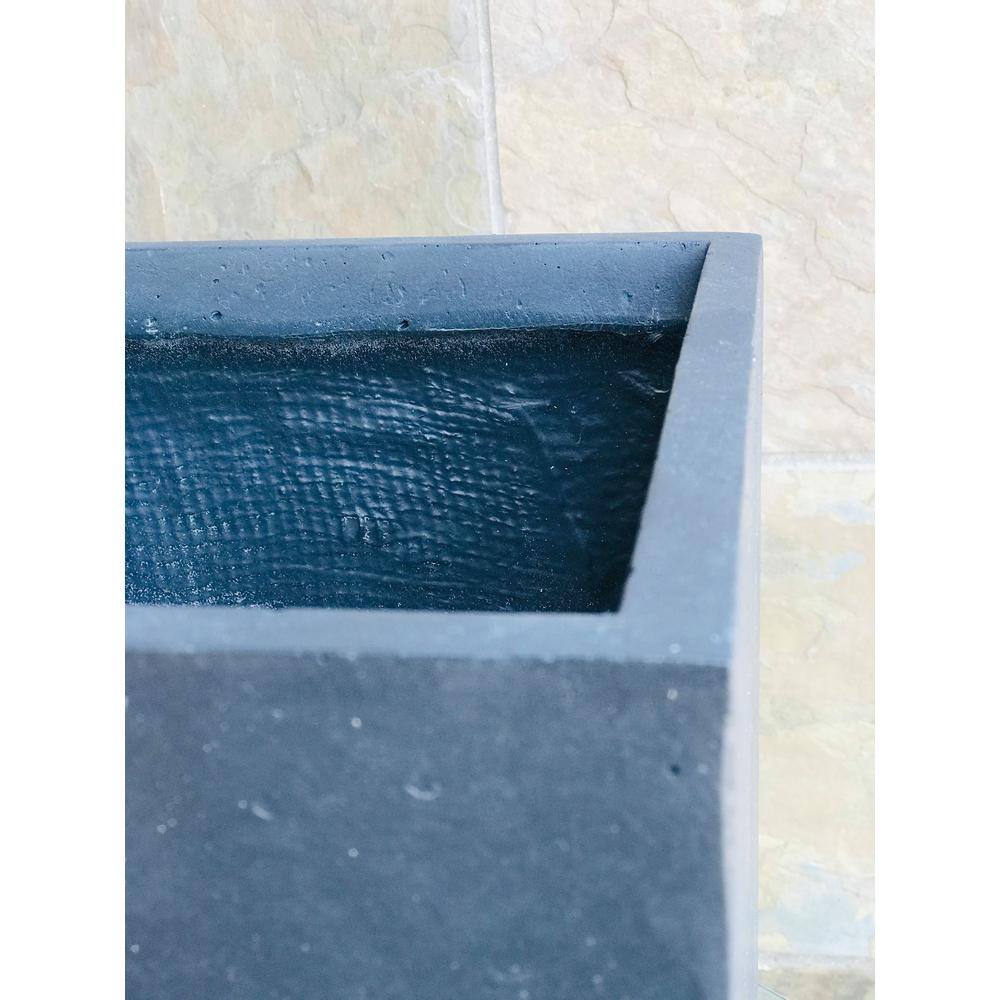 Kante 24" Tall Charcoal Lightweight Concrete Rectangular Planter