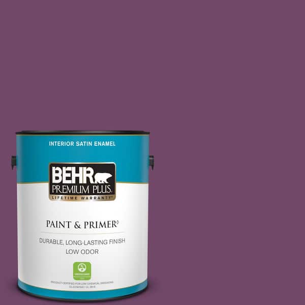 BEHR PREMIUM PLUS 1 gal. #S-G-680 Raspberry Mousse Satin Enamel Low Odor Interior Paint & Primer