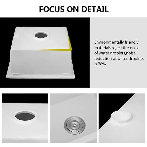 YASINU Quartz 18 in. Undermount Bar Sink in White with
