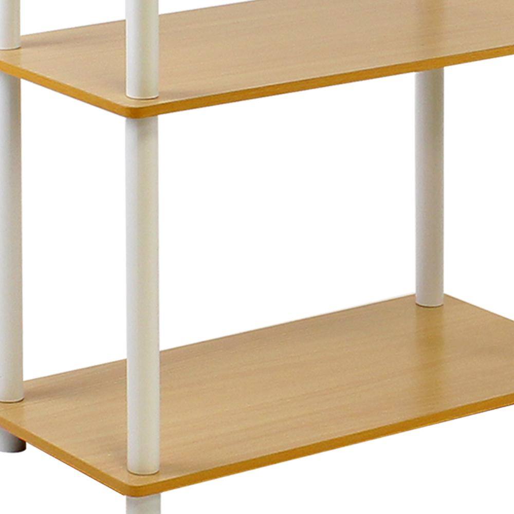 Beech and White 3-Tier Compact Wood Shelf Display Rack
