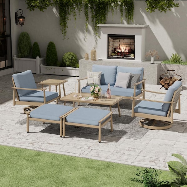 EGEIROSLIFE 6-Piece Aluminum Patio Conversation Set with 2