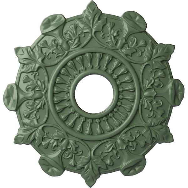 Ekena Millwork 17-1/2" x 4" ID x 1" Preston Urethane Ceiling Medallion (Fits Canopies upto 4"), Hand-Painted Athenian Green