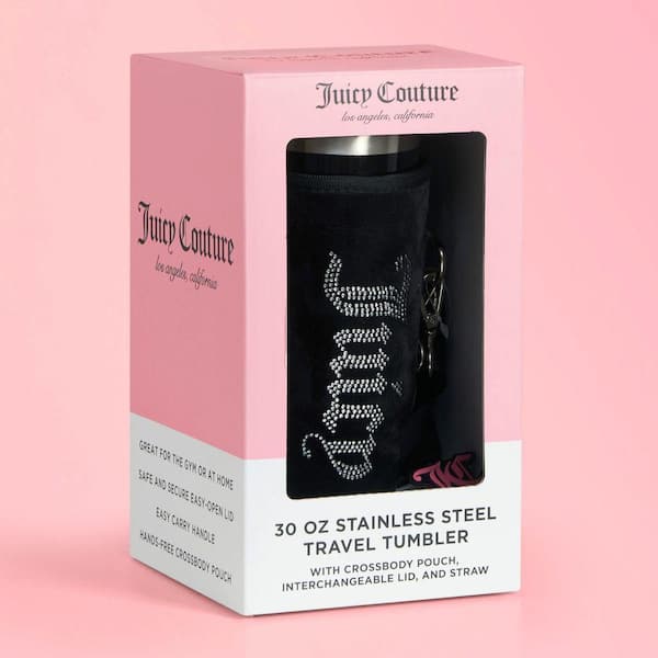 JUICY COUTURE Jetsetter 30 oz. Black Stainless Steel Tumbler with