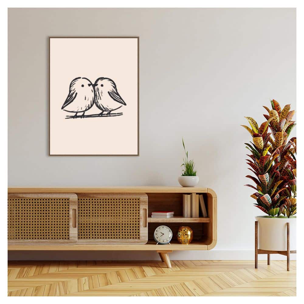 Tiny Birds by Treechild Floater Frame Canvas Animal Wall Art Print 32 in. x 42 in. price history on PriceWatchPro