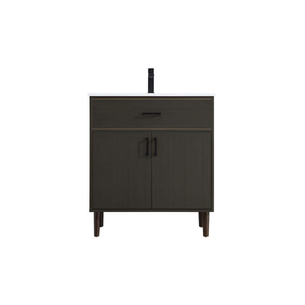 30 in. Single Sink Mocha Brown Bath Vanity with White Engineered Marble Top price history on PriceWatchPro
