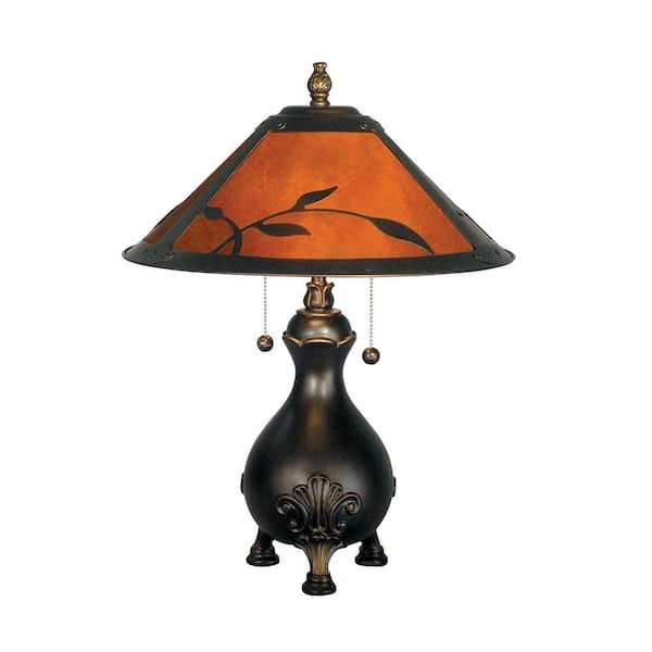 Dale Tiffany Mica 22 in. Antique Golden Sand Amber Leaves Table Lamp