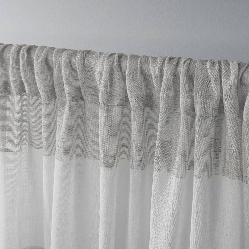 Dove Gray Light Filtering Striped Linen Look Curtain Panels, 54"x84"