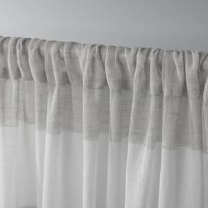 Bern Dove Grey Stripe Sheer Rod Pocket Curtain, 54 in. W x 84 in. L (Set of 2)