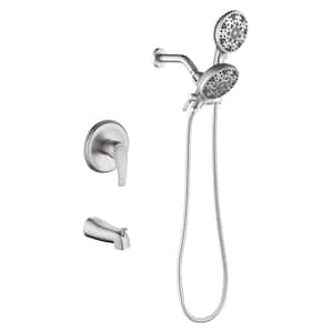 Single Handle 6-Spray Wall Mount Tub and Shower Faucet 1.8 GPM 2-in. -1 Shower Trim Kit in Brushed Nickel Valve Included