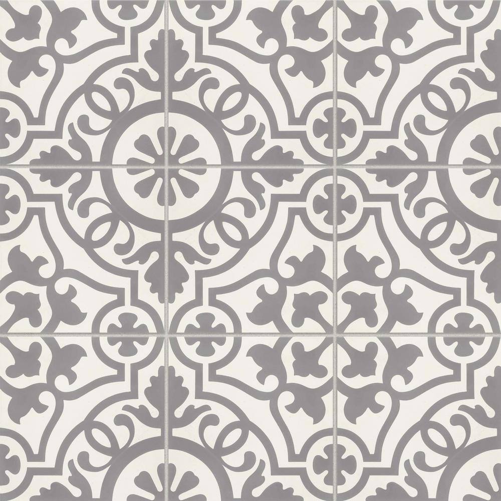 Remy 8" x 8" Gray Matte Cement Encaustic Tile