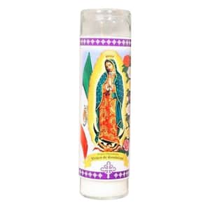 8 in. Tall Unscented White Lady of Guadalupe Candle
