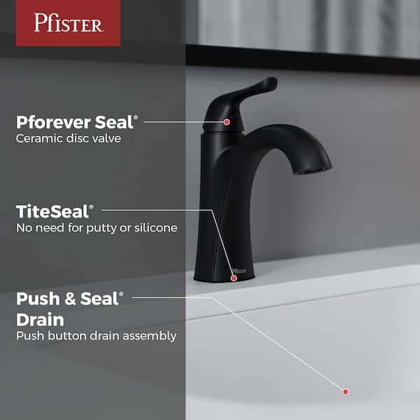 Willa Single Handle Single Hole Bathroom Faucet With Deck Plate in Matte Black