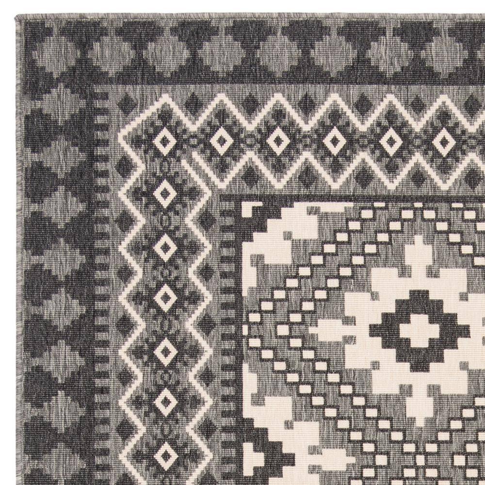 Charcoal and Ivory Easy-Care Synthetic Rectangular Area Rug