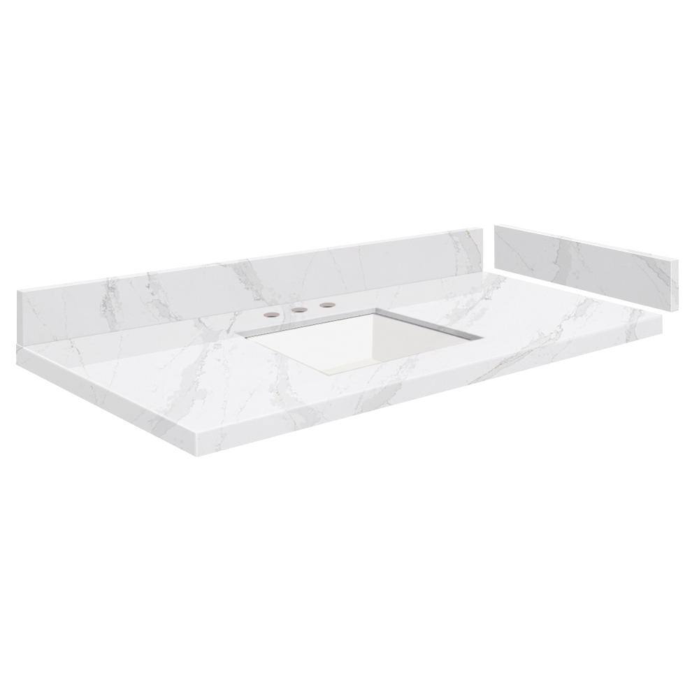 Silestone 43 in. W x 22.25 in. D Quartz White Rectangular Single Sink Vanity Top in Calacatta Gold price history on PriceWatchPro