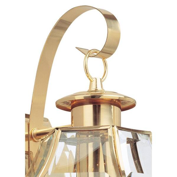 Generation Lighting - Lancaster 7.75 in. W. Wall Lantern Sconce 1-Light Traditional Outdoor 14 in. Polished Brass Fixture