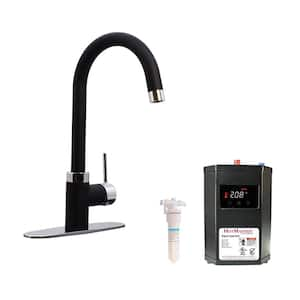 HotMaster 3-in-1 Single-Handle Faucet with Carbon Filter and DigiHot Instant Hot Water Tank in Matte Black/Chrome