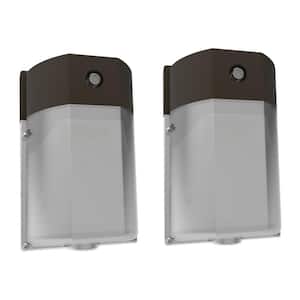 15-Watt Equivalent Integrated LED Bronze Dusk to Dawn Wall Pack Light, 3000K (2-Pack)