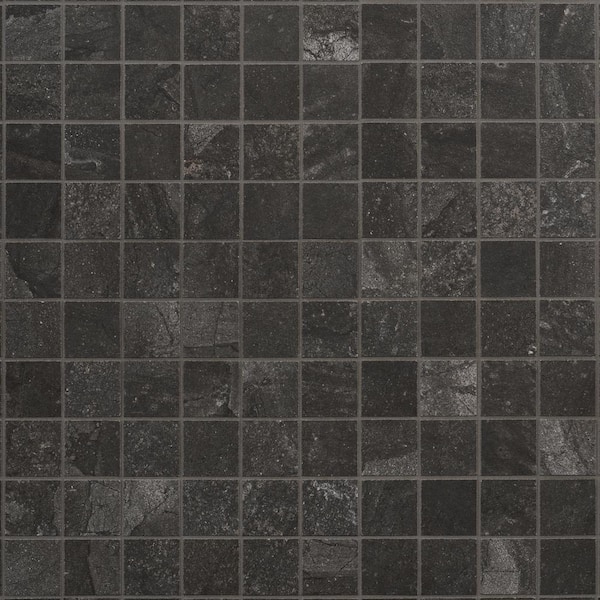 Ivy Hill Tile Sereno Charcoal Black 11.81 in. x 11.81 in. Matte Porcelain Mosaic Floor and Wall Tile (0.96 sq. ft./Each)
