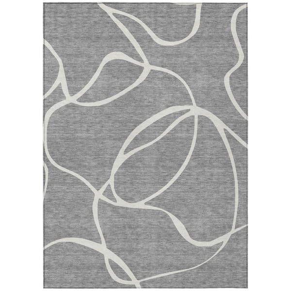 Chantille Machine Washable Indoor/Outdoor Abstract ACN999 Gray 8 ft. x 10 ft. Area Rug