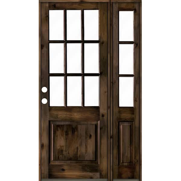 Krosswood Doors 56 in. x 96 in. Alder 2 Panel Right-Hand/Inswing Clear Glass Black Stain Wood Prehung Front Door w/Right Sidelite