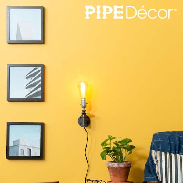 Pipe Decor 1/2 in. Black Steel Pipe  in. H Wall Sconce Lamp Kit 365  PDLAMP4 - The Home Depot