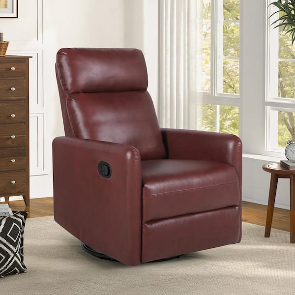 JAYDEN CREATION Ema Burgundy Manual Ergonomic Swivel Recliner