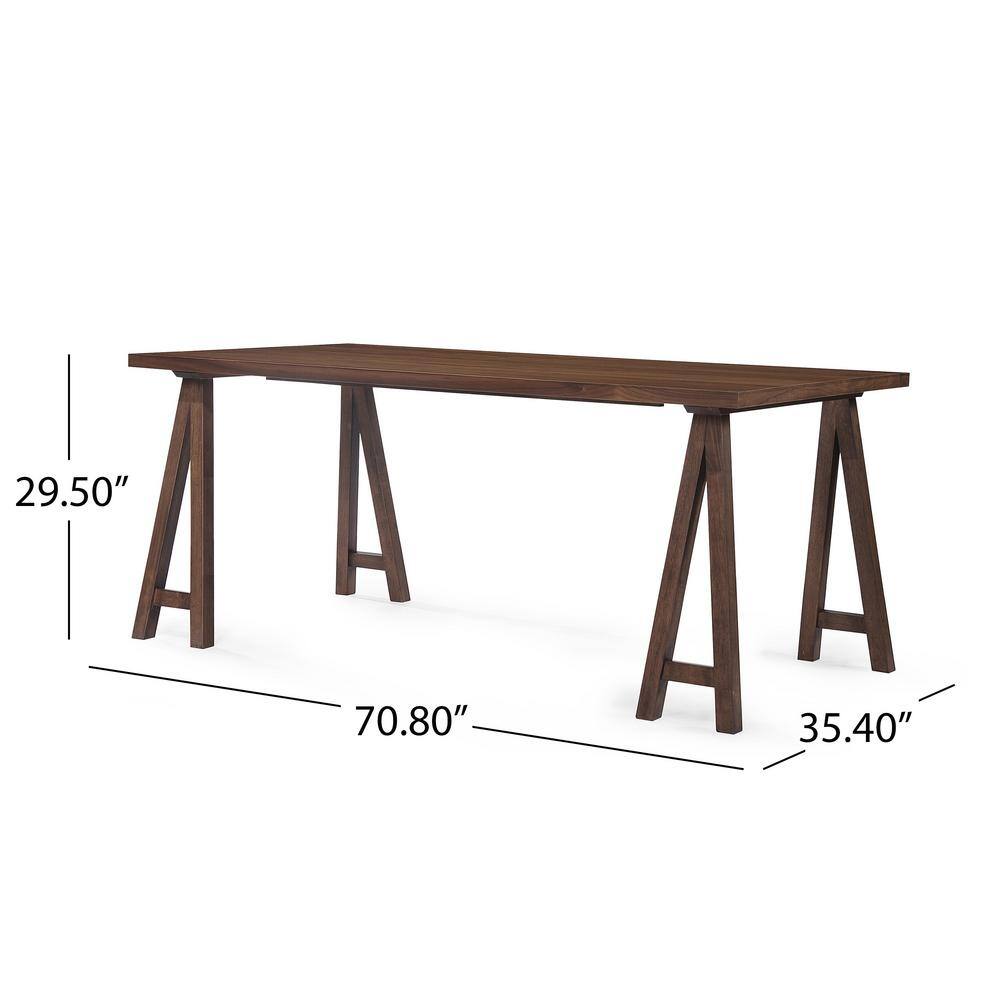 Walnut and Light Beige 7-Piece Mid-Century Modern Dining Set