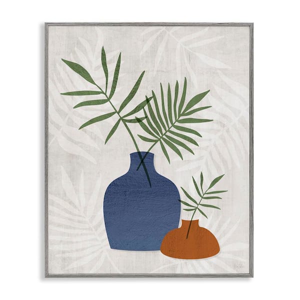 Stupell Industries Fan Plant Sprigs by Natalie Carpentieri Gray Framed Nature Giclee Art Print 20 in. x 16 in.