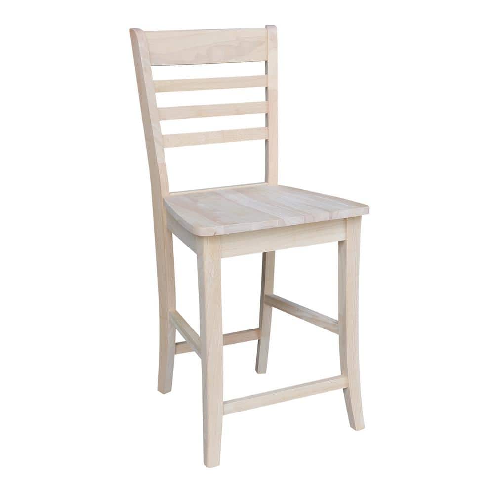 Brown Solid Wood 24" Slatback Stool