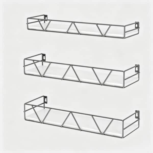 15.74-in. W x 5.11-in. D x 2.63-in. H Gray Ready-to-Assemble Floating Shelf