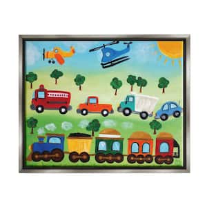 The Kids Room by Stupell Planes, Trains, and Automobiles by nJoyArt Floater Frame Travel Wall Art Print 21 in. x 17 in.