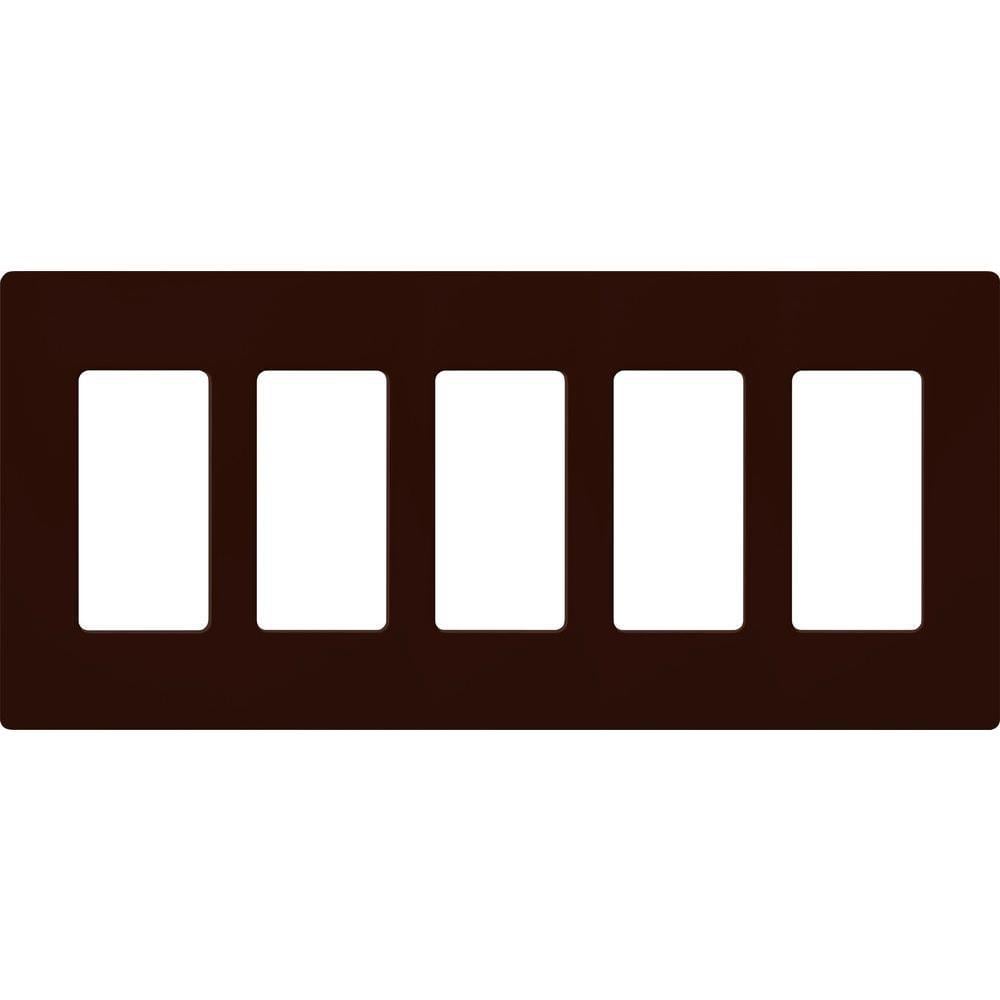 Lutron Claro 5 Gang Wall Plate for Decorator/Rocker Switches, Gloss, Brown (CW-5-BR) (1-Pack)