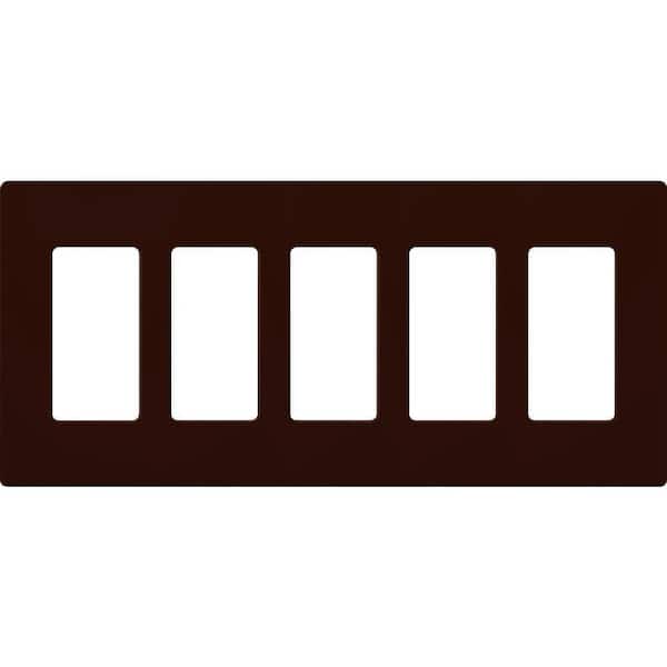 Lutron Claro 5 Gang Wall Plate for Decorator/Rocker Switches, Gloss, Brown (CW-5-BR) (1-Pack)