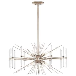 Eris 30 in. 8-Light Polished Nickel Contemporary Crystal Circle Chandelier for Dining Room