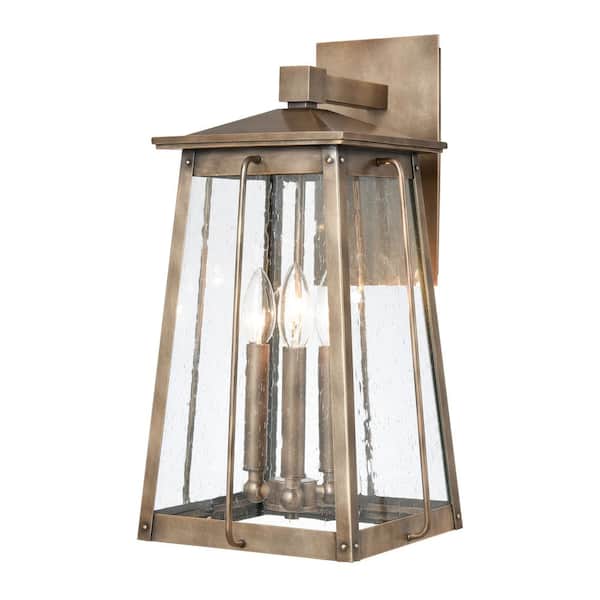 Titan Lighting Langhorn Vintage Brass Outdoor Hardwired Wall Sconce with No Bulbs Included