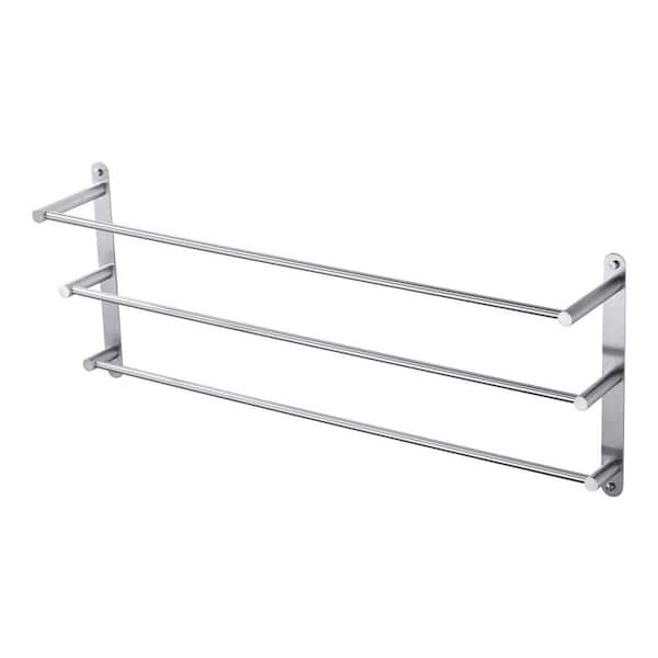 32 in. Brushed Nickel 3-Tier Wall Mounted Towel Rack with Mounting Hardware in Stainless Steel
