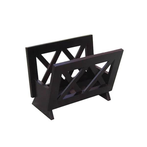 Black 16 in x 11 in Wood Freestanding Magazine Rack HD02NZLVYE