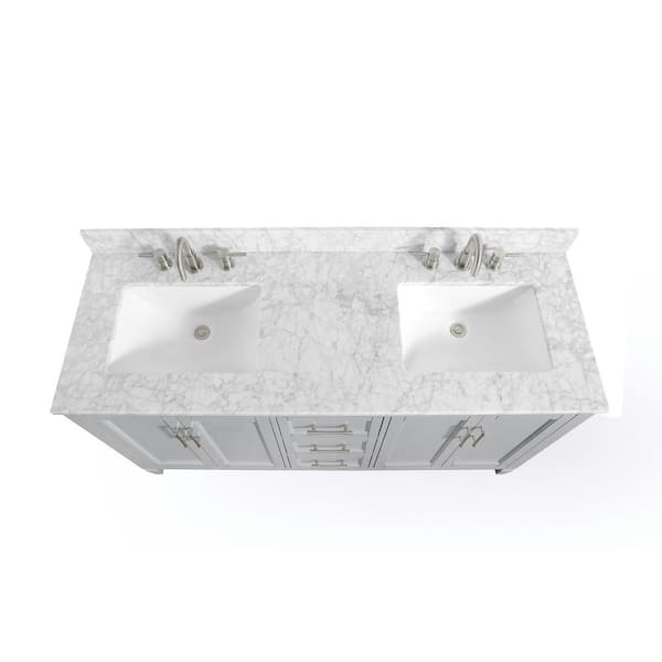 Spa Bathe Calumet 75-in Pepper Gray Undermount Double Sink Bathroom Vanity  with White with Grey Veins Engineered Stone Top in the Bathroom Vanities  with Tops department at