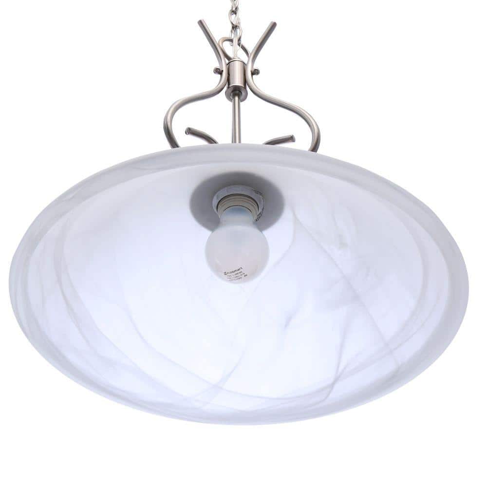 Brushed Nickel Alabaster Glass 18" Pendant Light