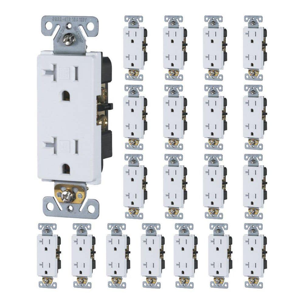 20 Amp 125-Volt Tamper Resistant Decorator Receptacle Outlet, Commercial Grade Electrical Outlet, White price history on PriceWatchPro
