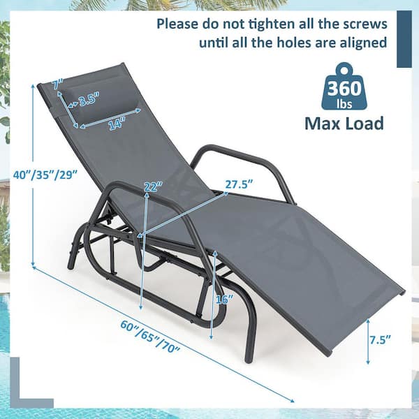 Gymax Patio Chaise Lounge Glider Recliner Chair Adjustable Sturdy 
