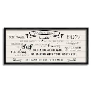 Kitchen Rules List Family Motivational Phrases By CAD Designs Framed Print Nature Texturized Art 13 in. x 30 in.