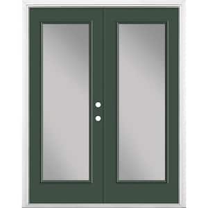 60 in. x 80 in. Conifer Steel Prehung Left-Hand Inswing Full Lite Clear Glass Patio Door with Brickmold