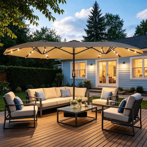11 cantilever patio umbrella gazebo PATIO TREE Double Top 11ft Round Patio Cantilever Umbrella for Deck, P –  Peak Home Furnishings