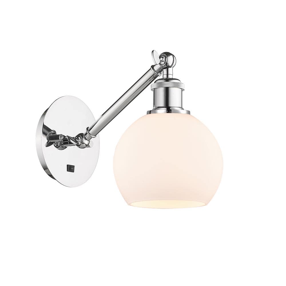 Athens 1-Light Polished Chrome, Matte White Wall Sconce with White Glass Shade price history on PriceWatchPro